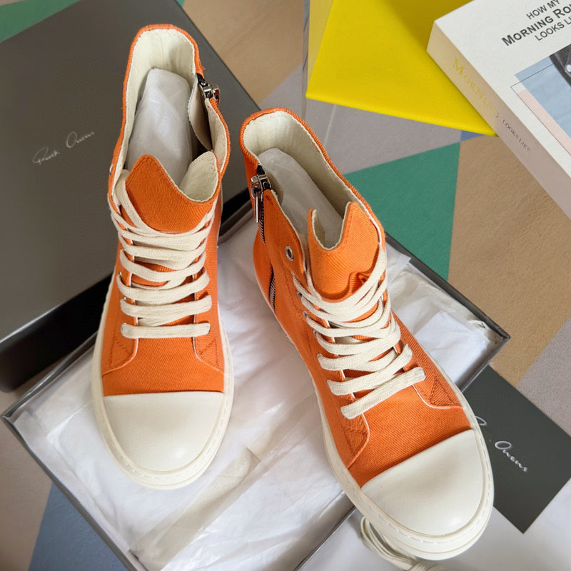 Baskets montantes orange Rick Owens