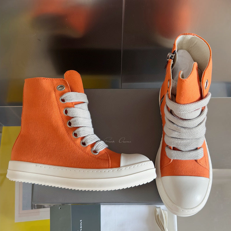 Baskets montantes orange Rick Owens