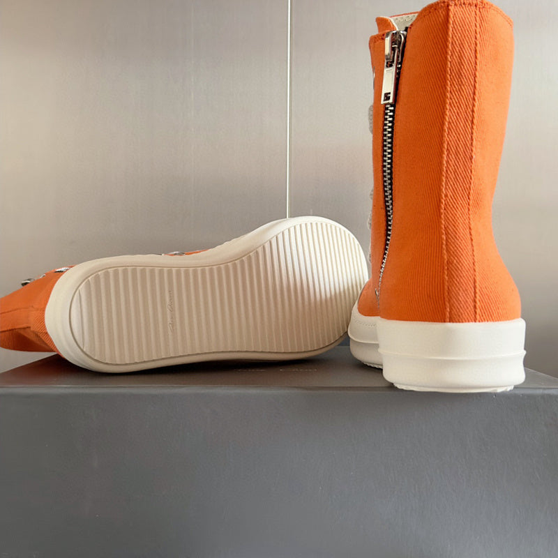 Baskets montantes orange Rick Owens