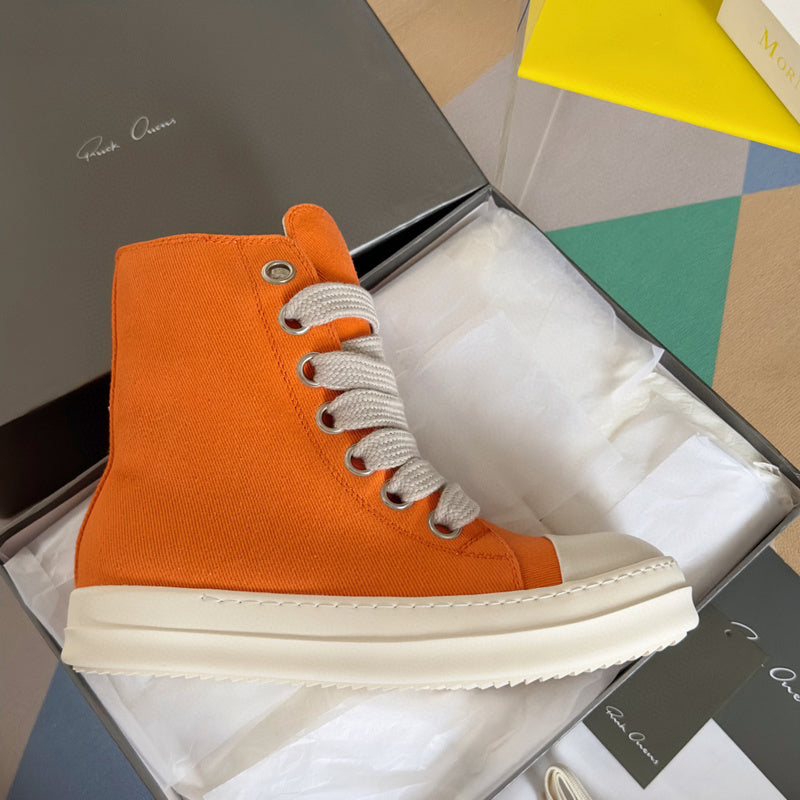 Baskets montantes orange Rick Owens