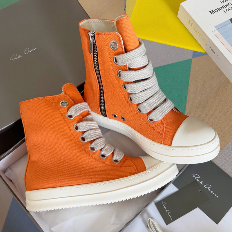 Baskets montantes orange Rick Owens