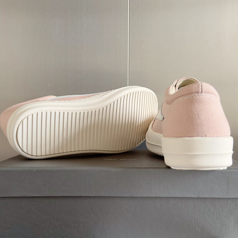 Baskets basses en toile rose Rick Owens