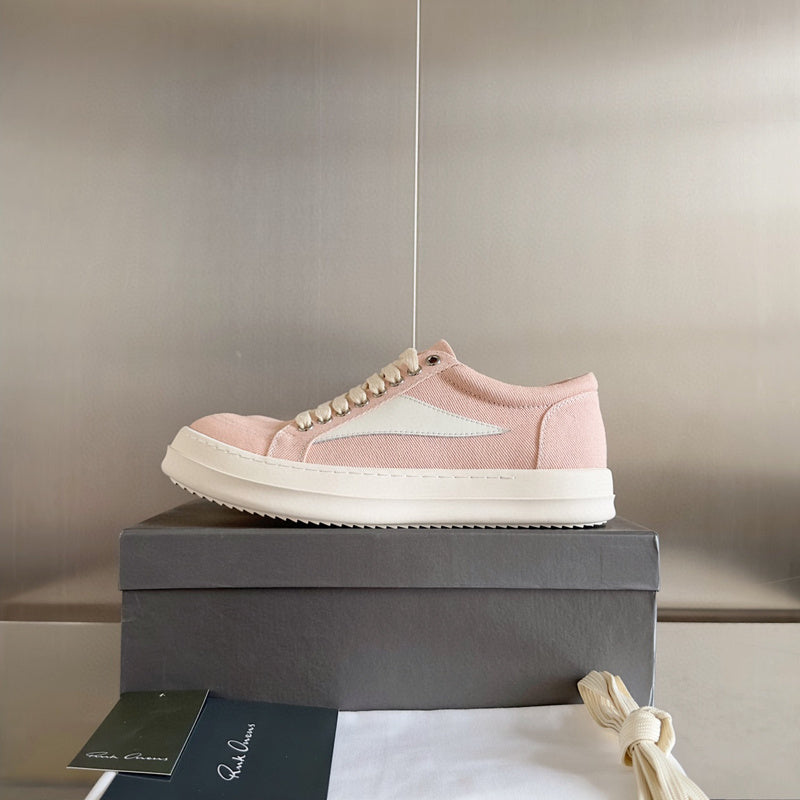 Baskets basses en toile rose Rick Owens