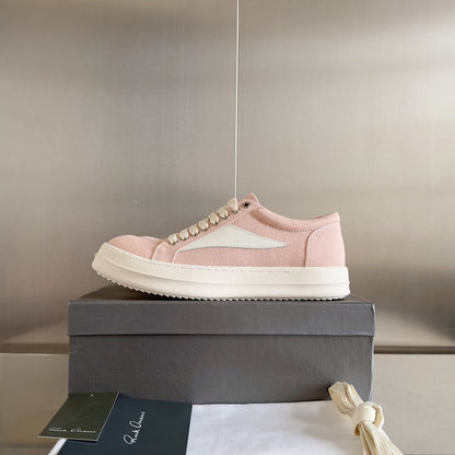 Baskets basses en toile rose Rick Owens