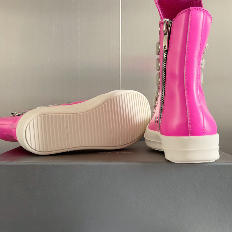 Baskets montantes roses Rick Owens