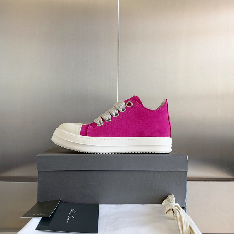 Baskets basses en daim rose Rick Owens