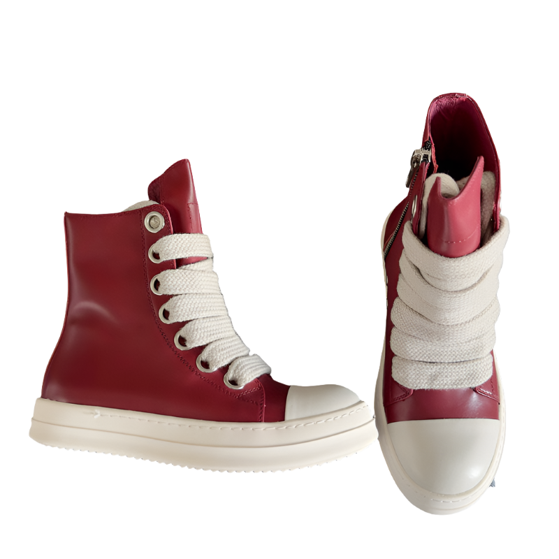Baskets montantes rouges Rick Owens