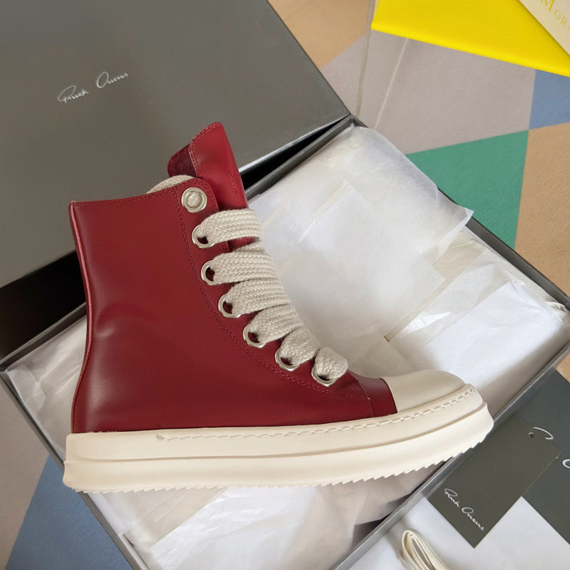 Baskets montantes rouges Rick Owens