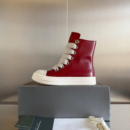 Baskets montantes rouges Rick Owens