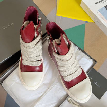 Baskets montantes rouges Rick Owens