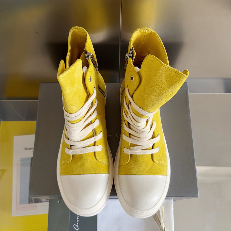 Baskets montantes jaunes Rick Owens