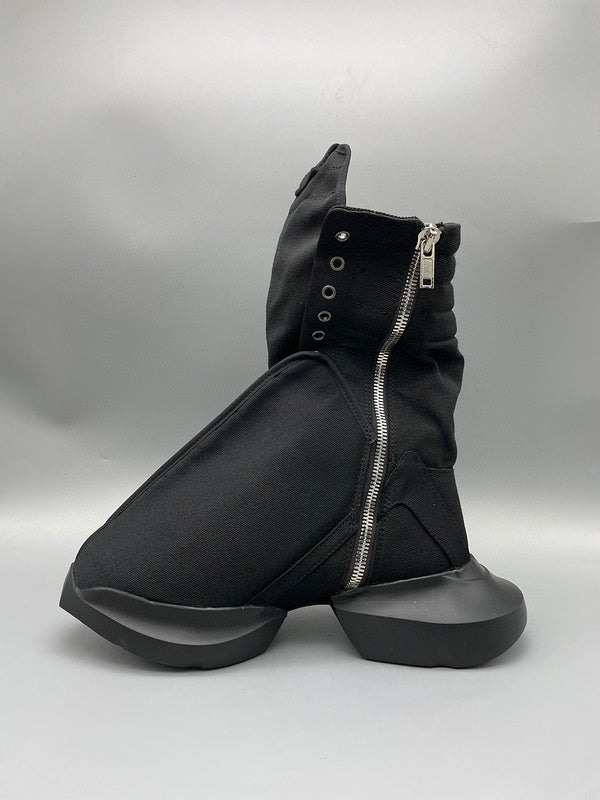 Bottes montantes en toile noire Rick Owens