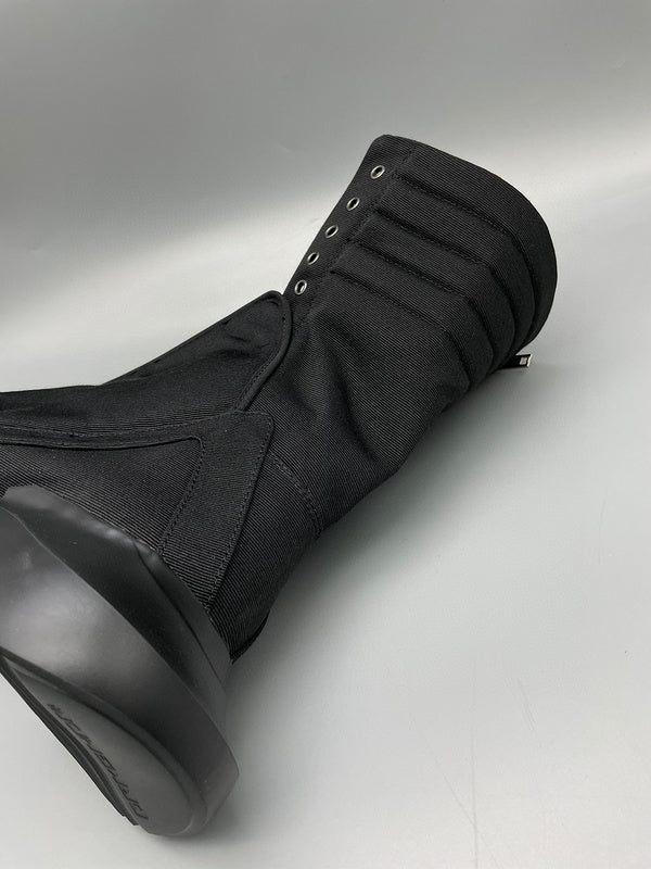 Bottes montantes en toile noire Rick Owens