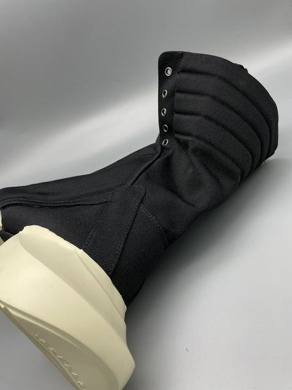Bottes montantes en toile noire Rick Owens