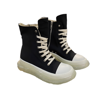 Bottes montantes en toile Rick Owens - Noires avec semelle translucide