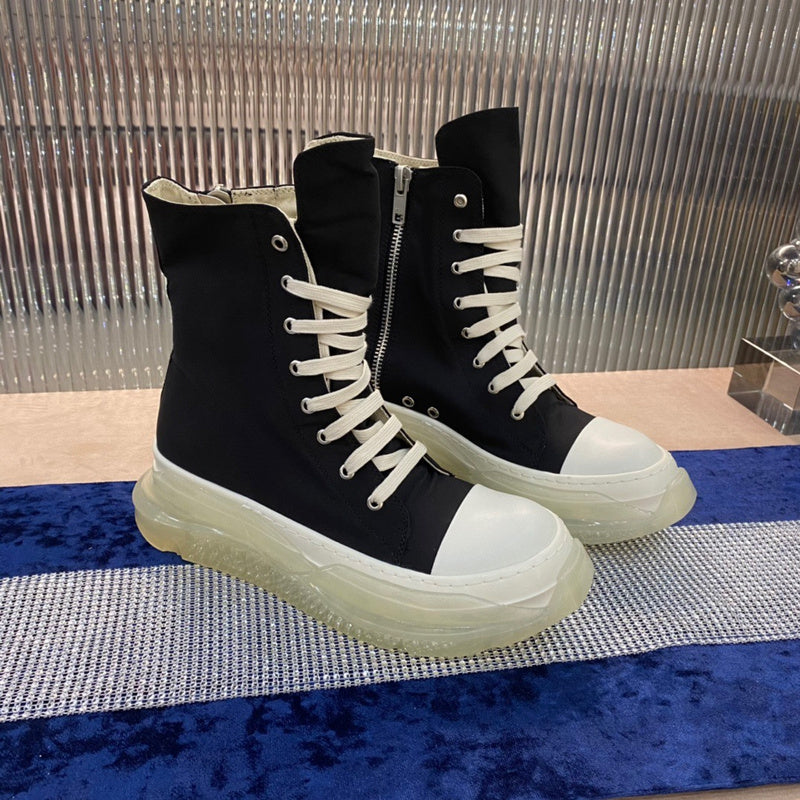 Bottes montantes en toile Rick Owens - Noires avec semelle translucide