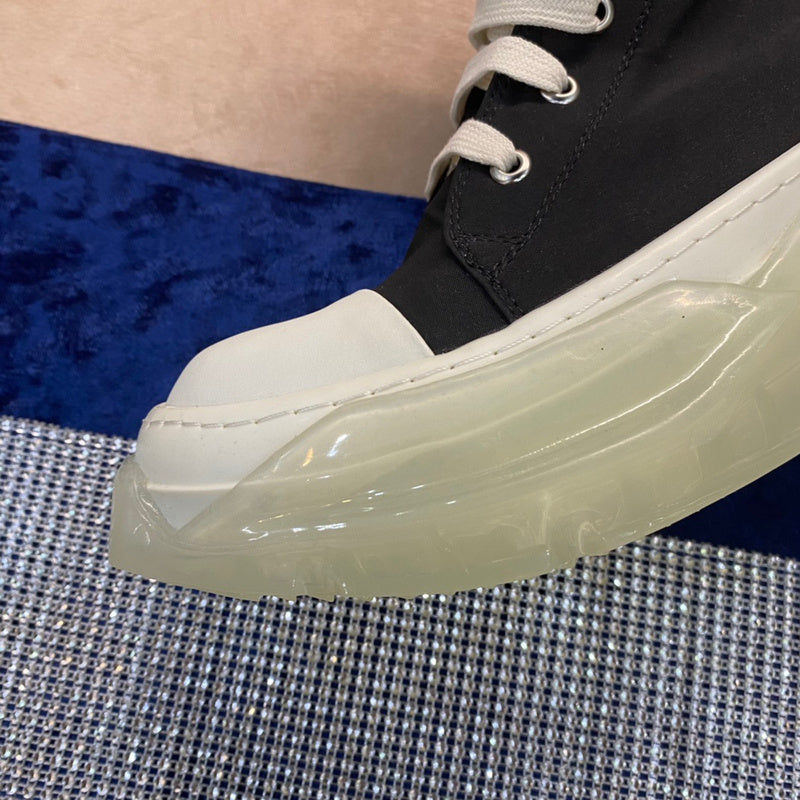 Bottes montantes en toile Rick Owens - Noires avec semelle translucide