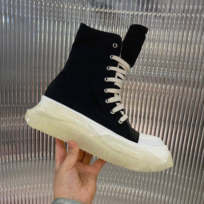 Bottes montantes en toile Rick Owens - Noires avec semelle translucide