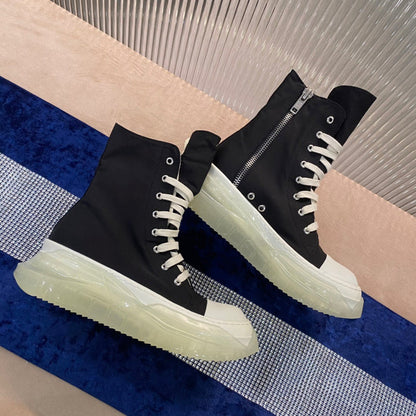 Bottes montantes en toile Rick Owens - Noires avec semelle translucide