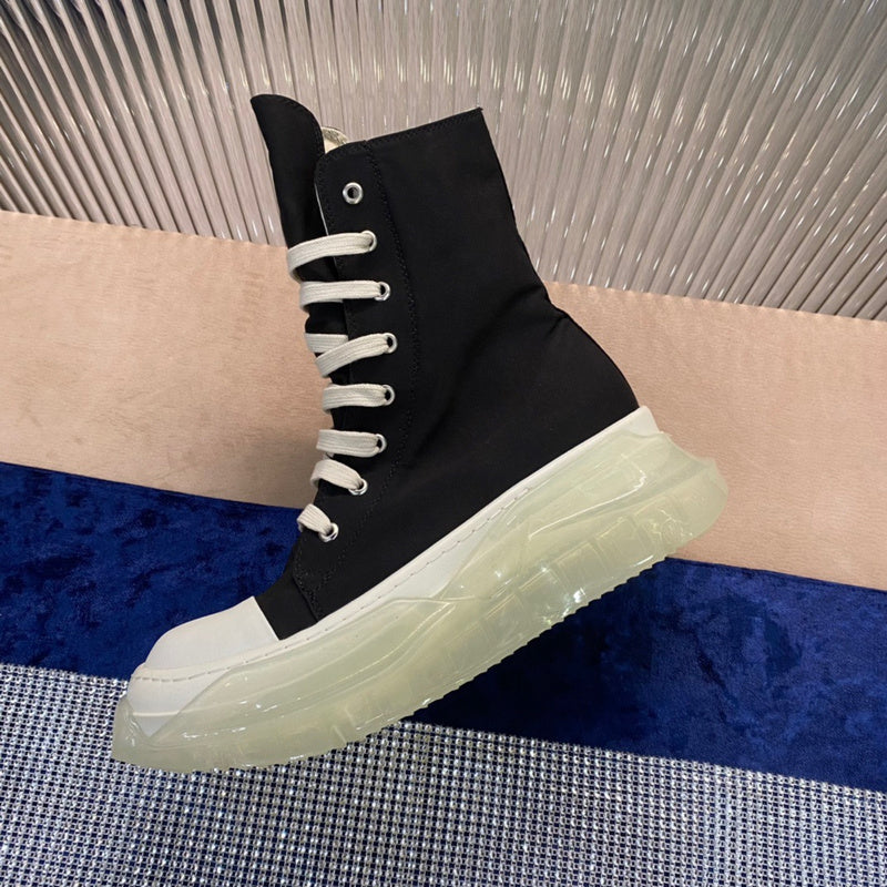 Bottes montantes en toile Rick Owens - Noires avec semelle translucide