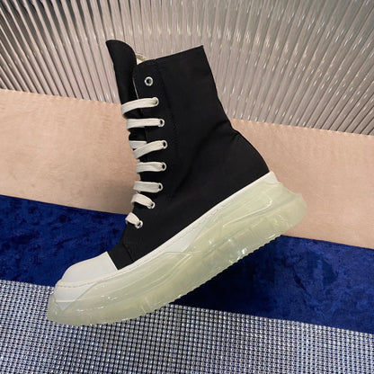 Bottes montantes en toile Rick Owens - Noires avec semelle translucide