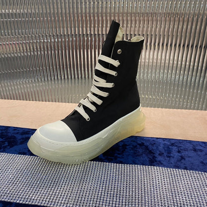 Bottes montantes en toile Rick Owens - Noires avec semelle translucide