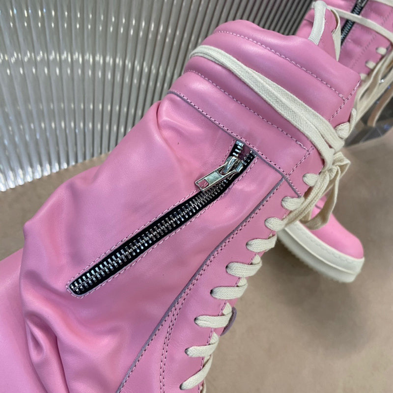 Baskets montantes Rick Owens - Rose et crème