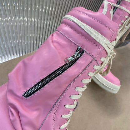 Baskets montantes Rick Owens - Rose et crème