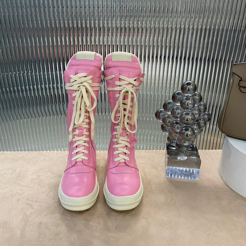 Baskets montantes Rick Owens - Rose et crème