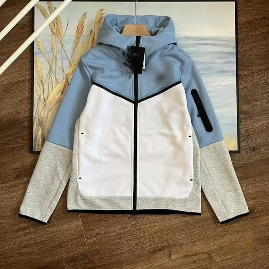 Sweat à capuche Nike Tech Fleece blanc et bleu