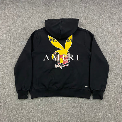 Sweat à capuche AMIRI avec logo Playboy noir et jaune