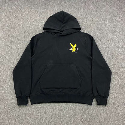 Sweat à capuche AMIRI avec logo Playboy noir et jaune