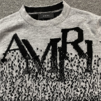 Pull col rond gris dégradé AMIRI