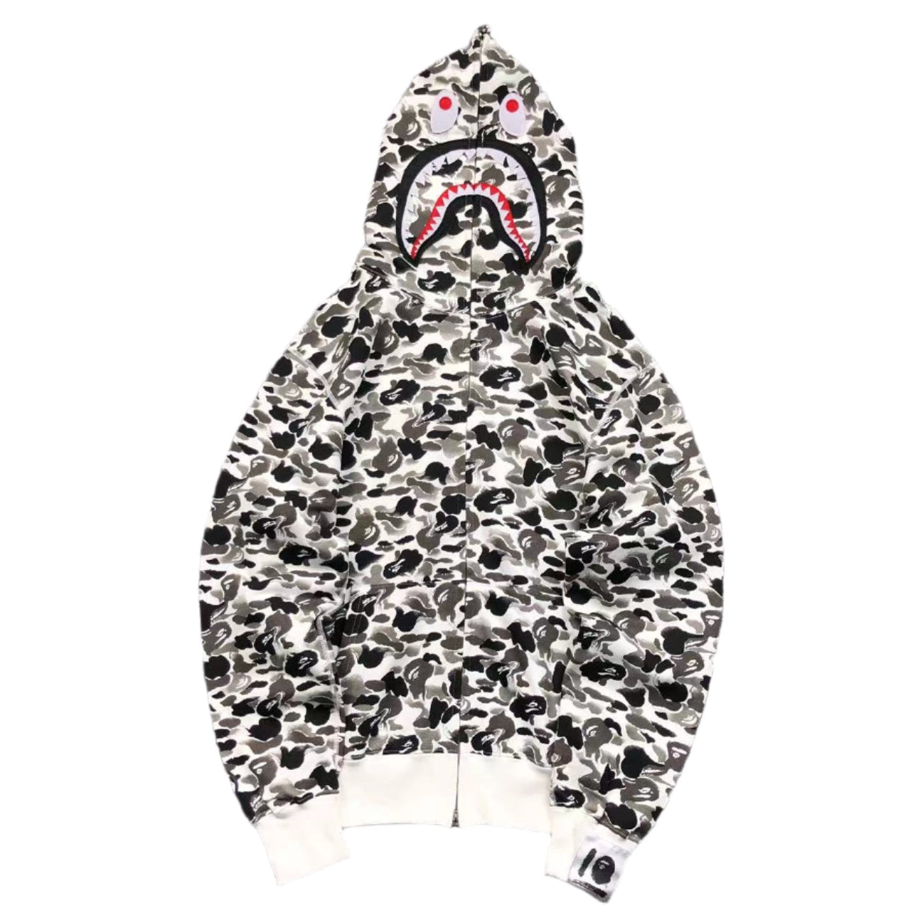 Sweat à capuche zippé BAPE ABC CAMO SHARK gris