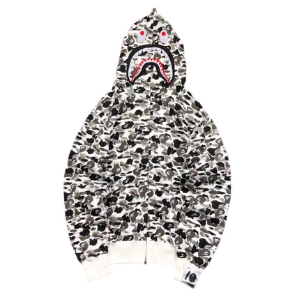 Sweat à capuche zippé BAPE ABC CAMO SHARK gris