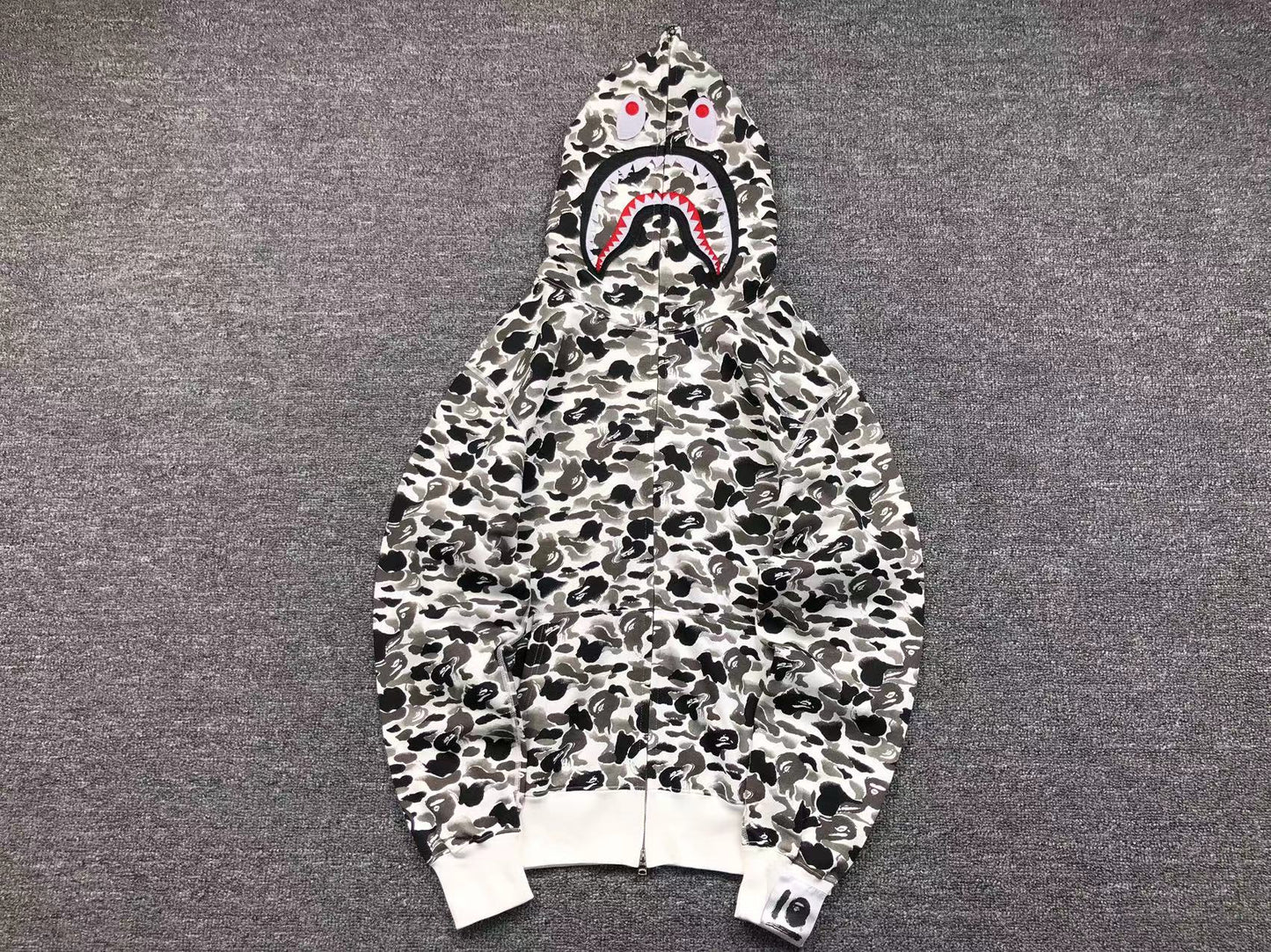 Sweat à capuche zippé BAPE ABC CAMO SHARK gris