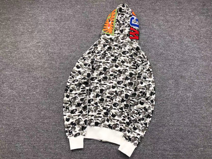 Sweat à capuche zippé BAPE ABC CAMO SHARK gris