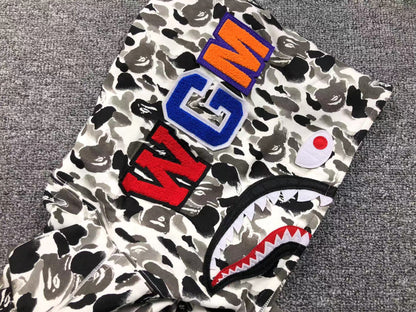 Sweat à capuche zippé BAPE ABC CAMO SHARK gris