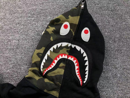 Sweat à capuche zippé BAPE camouflage vert noir