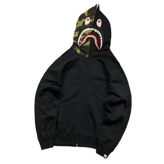 Sweat à capuche zippé BAPE Shark noir