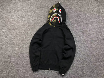Sweat à capuche zippé BAPE Shark noir