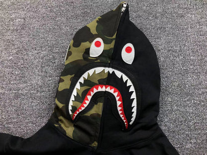 Sweat à capuche zippé BAPE Shark noir