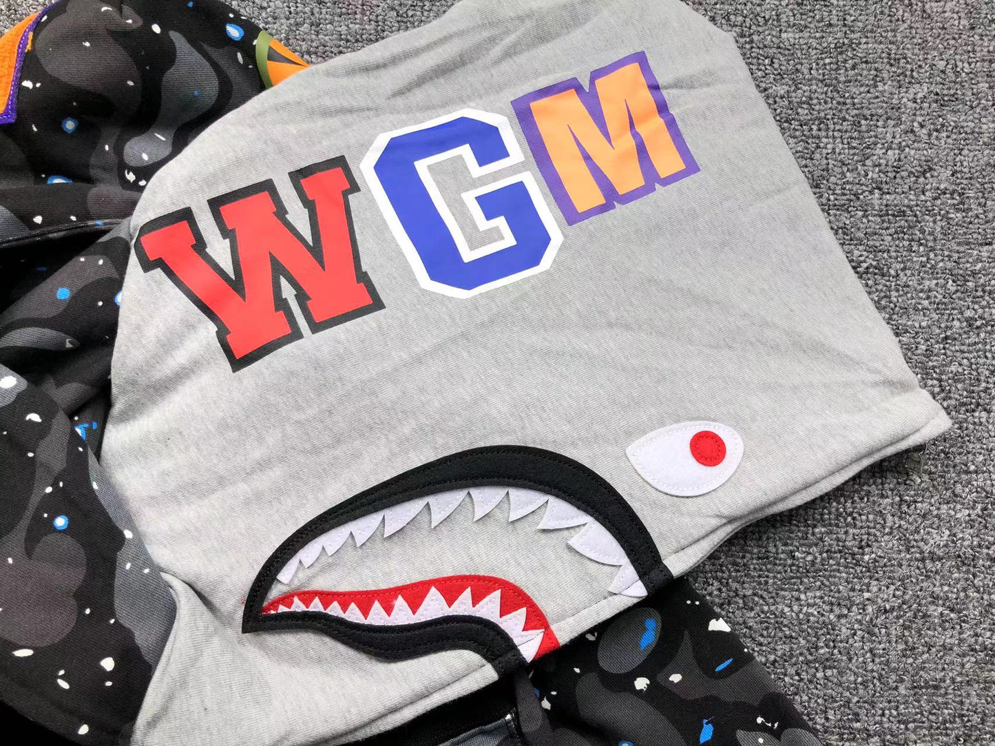 Sweat à capuche zippé BAPE SPACE CAMO DOUBLE SHARK noir