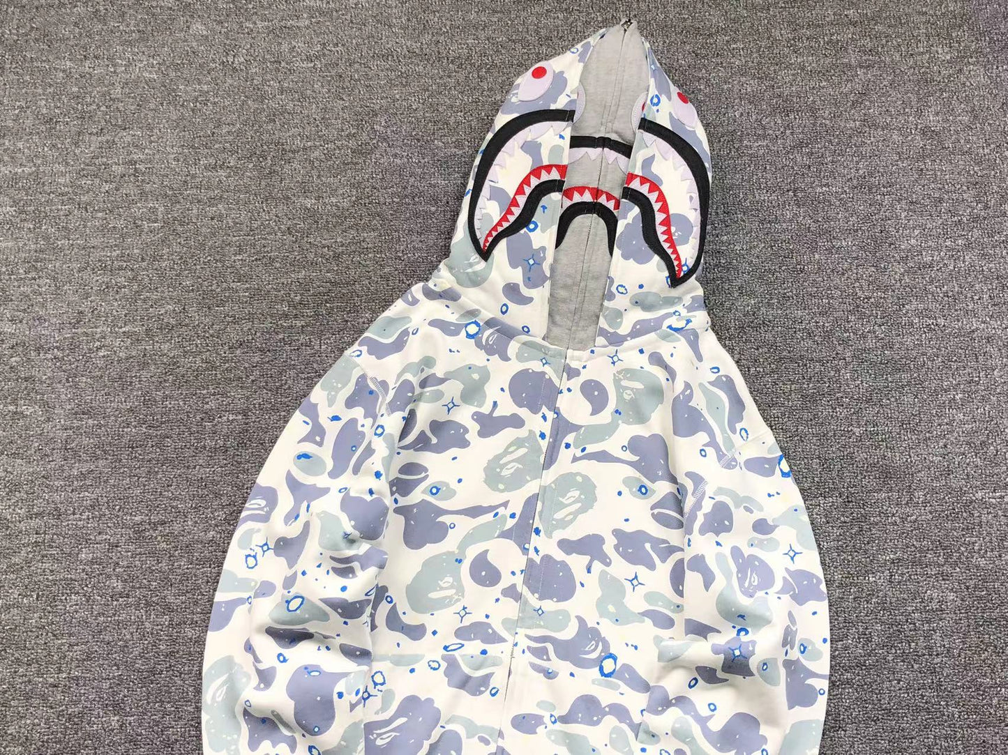 Sweat à capuche zippé BAPE SPACE CAMO DOUBLE SHARK blanc