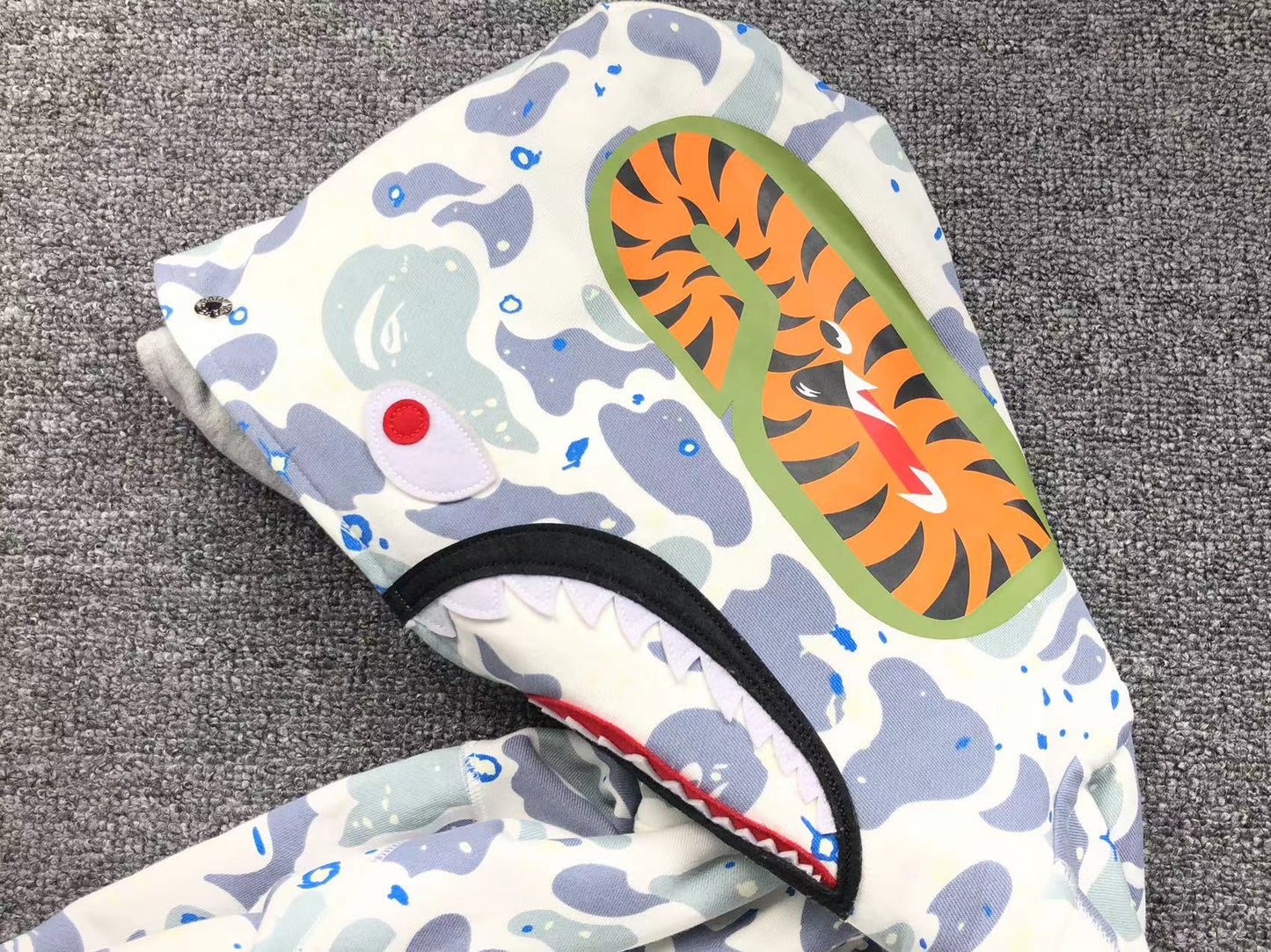 Sweat à capuche zippé BAPE SPACE CAMO DOUBLE SHARK blanc