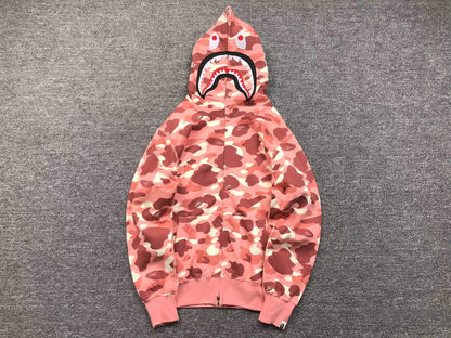 BAPE x BARBIE DOT CAMO SHARK SWEAT À CAPUCHE FERMÉ ROSE