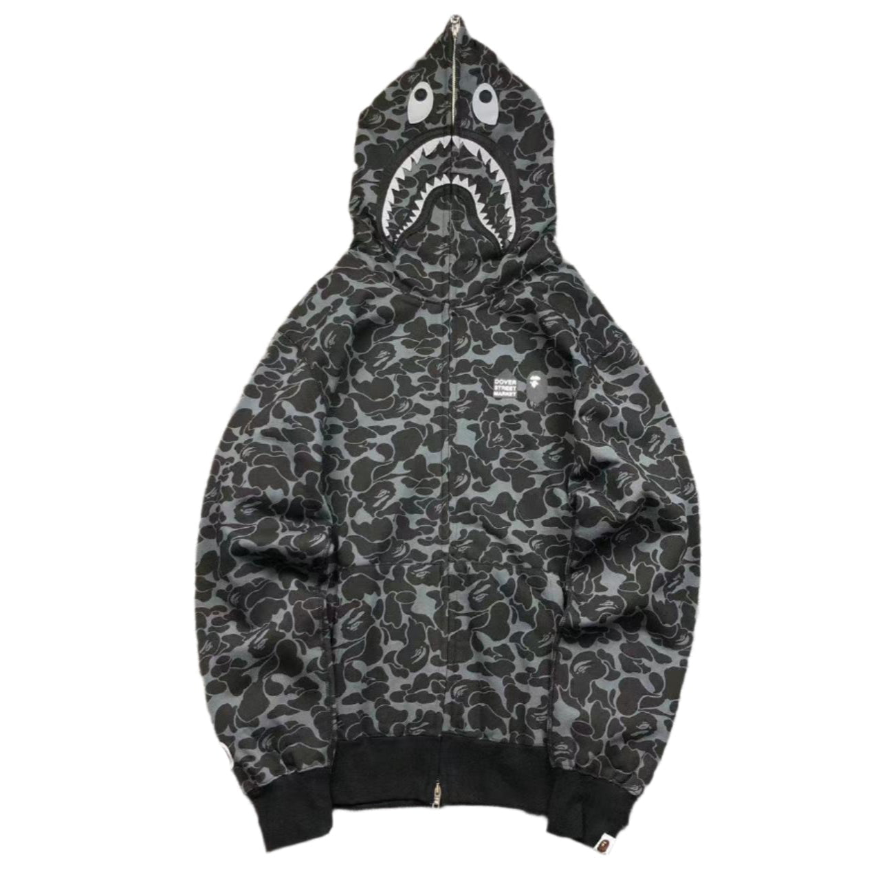 BAPE x DOVER STREET MARKET SPÉCIAL CAMO SHARK SWEAT À CAPUCHE ZIPPÉ NOIR