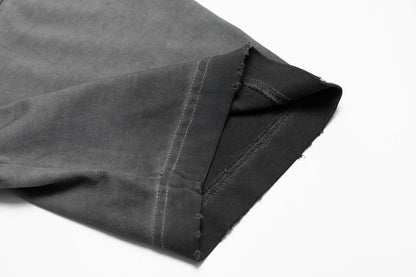 T-SHIRT À ÉCUSSON CROISÉ CŒURS CHROMÉS GRIS DÉLAVÉ