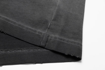 T-SHIRT À ÉCUSSON CROISÉ CŒURS CHROMÉS GRIS DÉLAVÉ