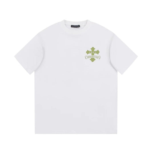 T-shirt blanc à logo Croix d'or Chrome Hearts